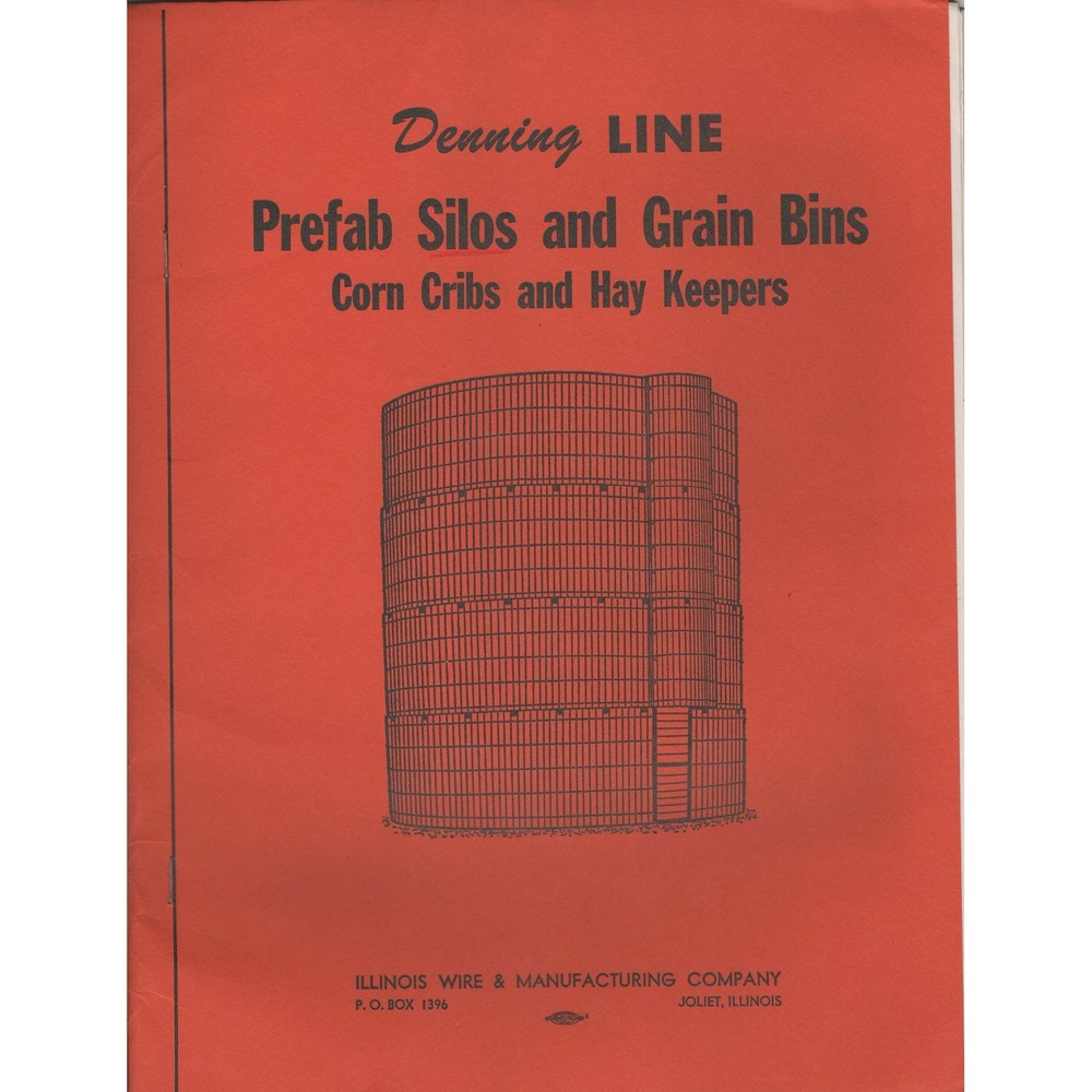 Vintage 1951 Denning Line Prefab Silo Grain Bin Catalog & Letter Joliet Illinois